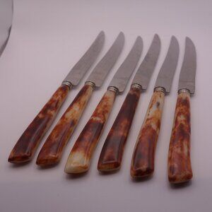 Set of Six(6) MB Hollow Ground Japan Faux Bone Handle Steak Knives